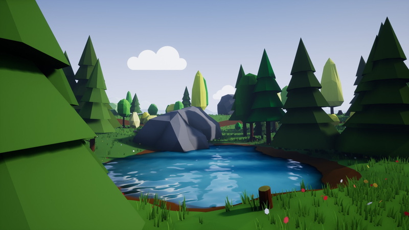 1080P, lake, Environment, Low Poly, nature, Unreal Engine 4, forest
