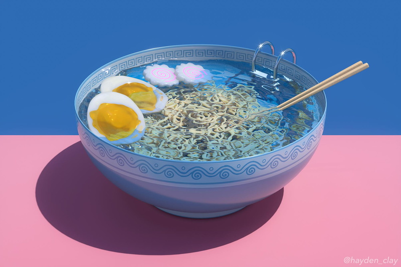 vaporwave, ramen, food, 1080P