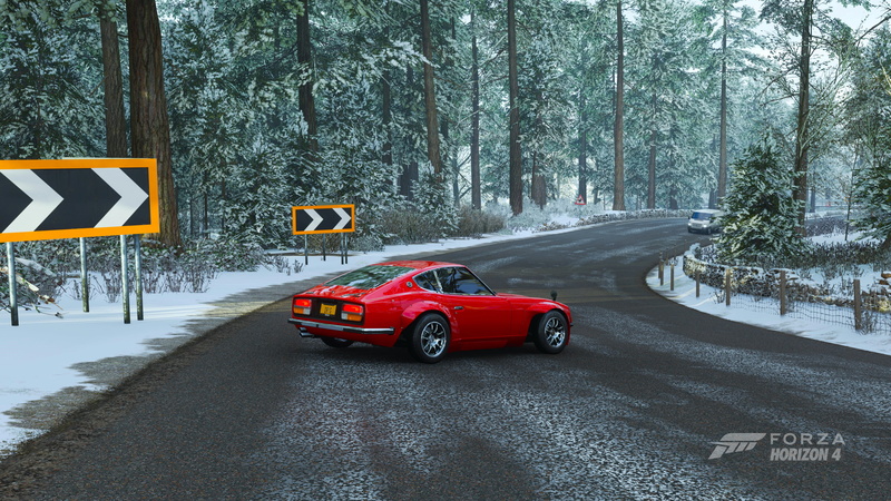 4K, car, winter, Nissan Fairlady Z, Forza Horizon 4, video game art