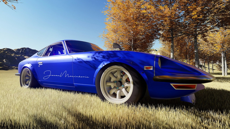 Blue Cars, Japanese Cars, render, Nissan Fairlady Z, S30, car, 3d, 1080P