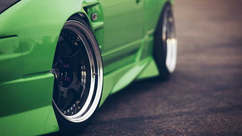 green cars, Nissan, car, JDM, 1080P, 240sx, Stance