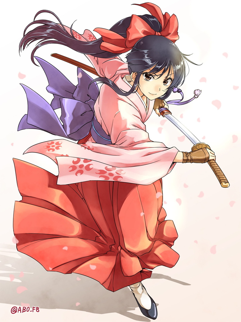anime, katana, 1080P, Japanese clothes, sword, long hair, Sakura Wars, anime girls
