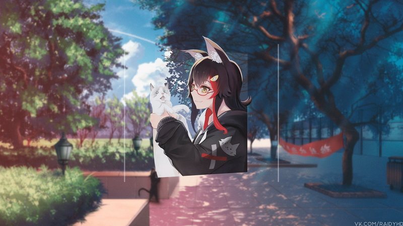 anime, picture-in-picture, 4K, anime girls, Ookami Mio