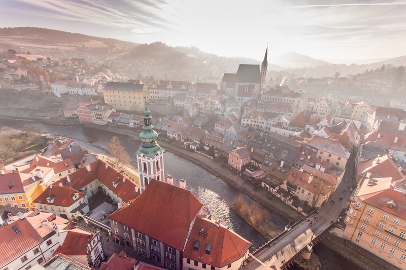 Czech Republic, 4K, Cesky Krumlov, morning, river, Czech-Krumlov