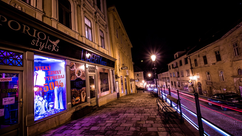 night, road, city, residential district, main street, street light, the way forward, direction, centre, near, old town, transportation, sky, main square