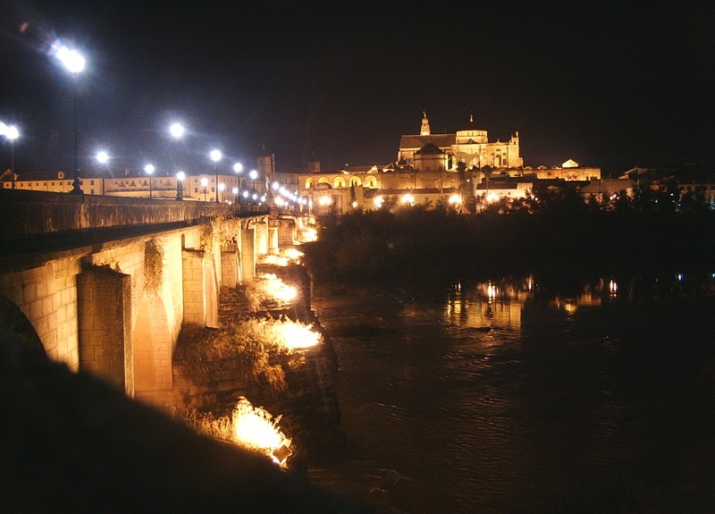bridge, nature, moorish, unesco, cathedral, building exterior, european, lighting equipment, sky, mezquita, old, andalusia, bridge - man made structure