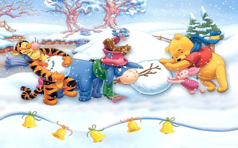  making, pooh, 1080P, christmas, snowman, merry, hd, winnie