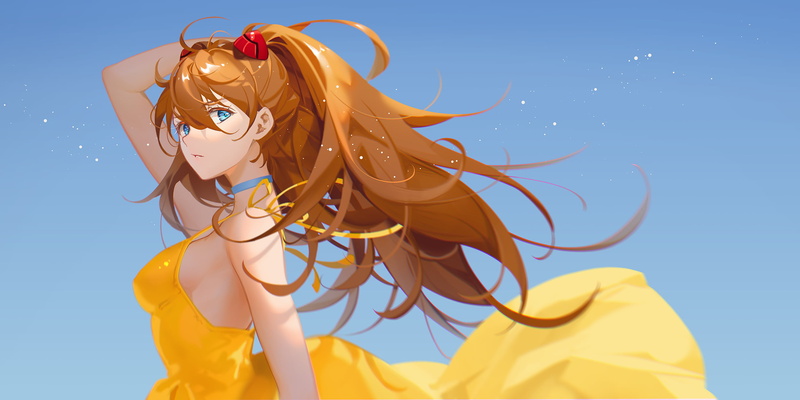 blue eyes, anime girls, Tidsean, dress, 1080P, anime, long hair, redhead