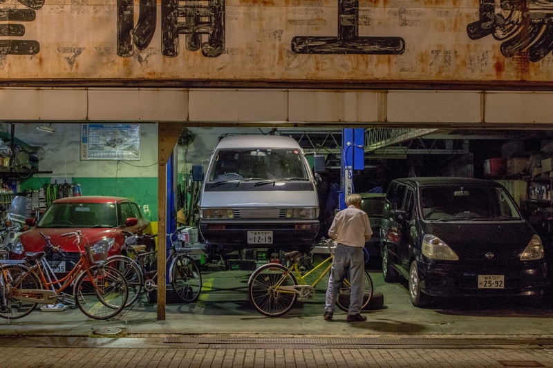 real people, full length, travel destinations, built structure, transportation, city, Factory, mode of transport, motor vehicle, stationary, Retro, bicycle