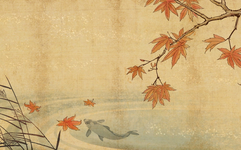 1080P, fish, painting, print, Japan, fall, taisho, Asia, showa, meiji