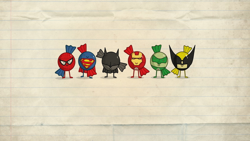 wolverine, paper, iron, green, cartoon/comic, hd, 2K, batman, candy, spider, superman, man, lantern