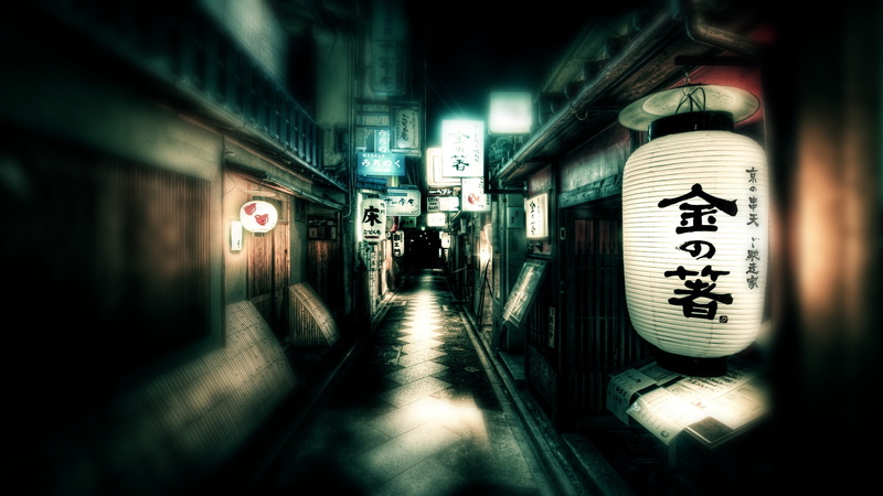Lights, black, paper, lantern, Japan, white, Street, 1080P