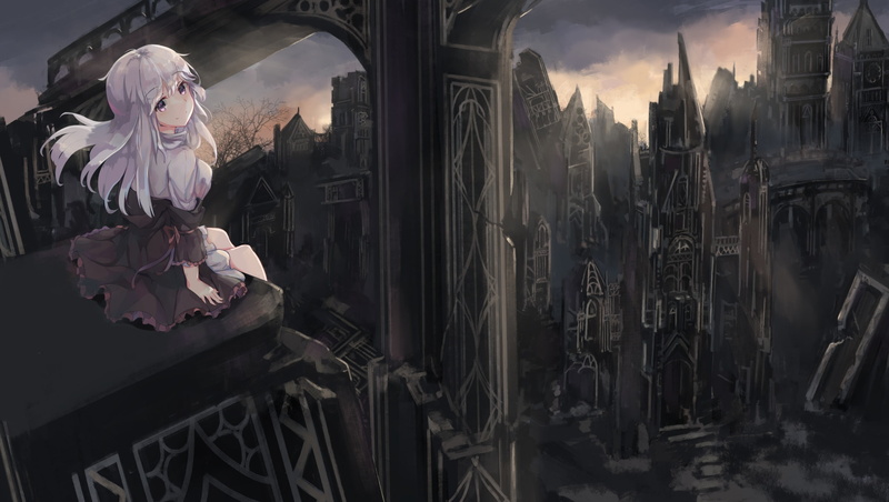 window, creativity, Anime, architecture, reflection, indoors, white hair, no people, sculpture, gothic anime girl, statue, building, glass - material, 1080P