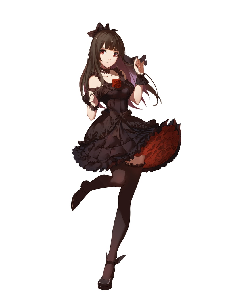 4K, studio shot, young women, women, beauty, anime girl, celebration, black color, young adult, ribbons, indoors, brown hair, females, one person, beautiful people