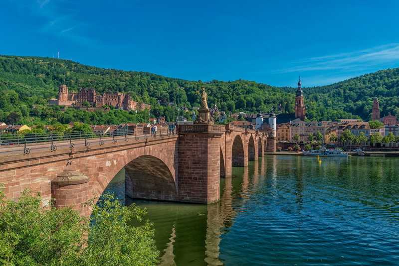 bridge, The Karl-Theodor Bridge, home, 1080P, Neckar River, Baden-Württemberg, Germany, castle, Karl Theodor Bridge, Old Bridge, Heidelberg, river, The Neckar River