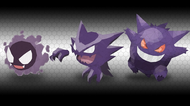 1080P, Pokemon, Gastly, Gengar, Hunter, Hounter, Low poly