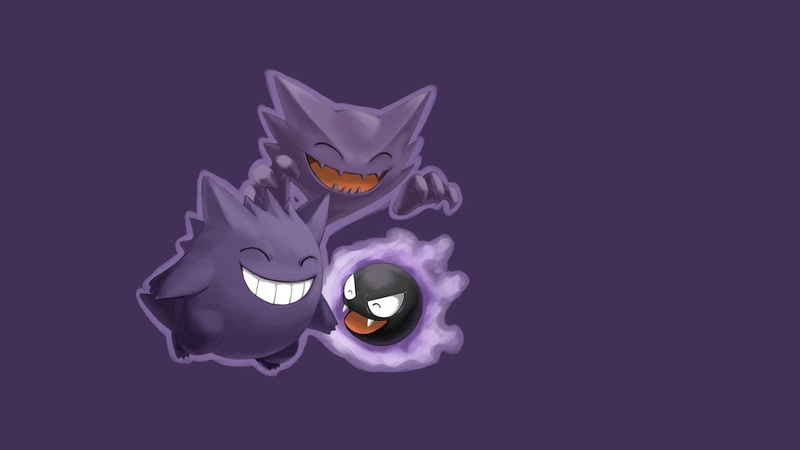 anime, 1080P, pokemon, gastly, gengar, simple, haunter, background