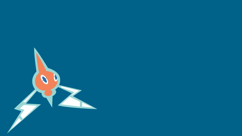 rotom, white, 1080P, orange, blue, background, logo, minimalism, blue background