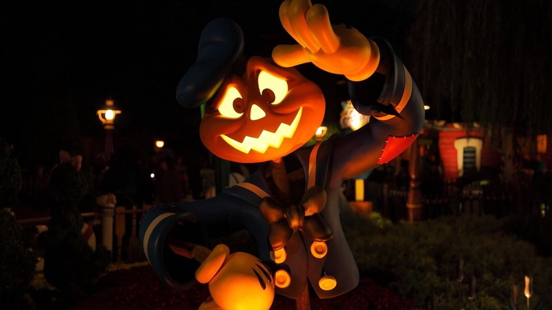 holidays, pumpkin, village, cartoon, lights, 1080P, halloween