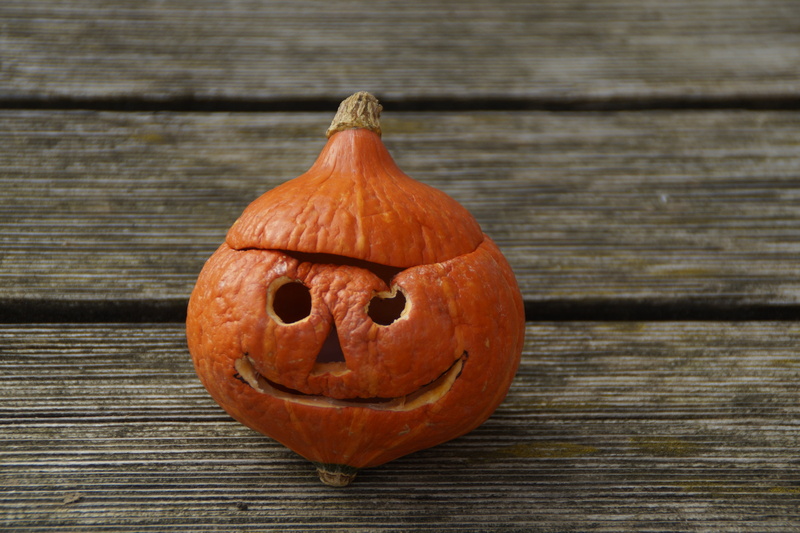 art and craft, thong, food, jack olantern, still life, anthropomorphic face, autumn, 31 october, 5K, vegetable, table, gourd, halloweenkuerbis, close-up