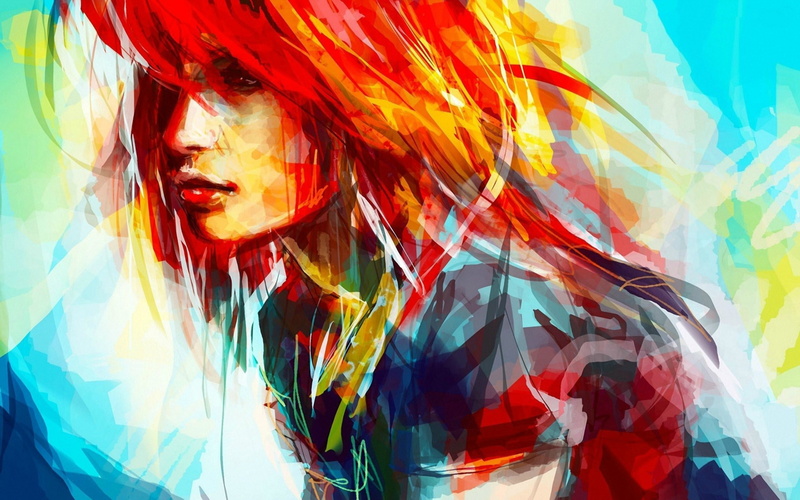 painting, artwork, 2K, face, portrait, women, alicexz, redhead