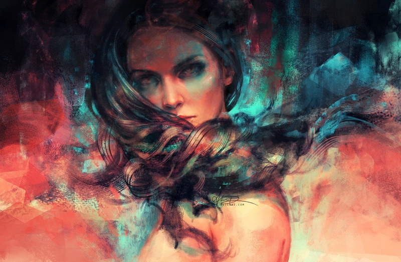 720P, painting, artwork, long hair, alicexz, women
