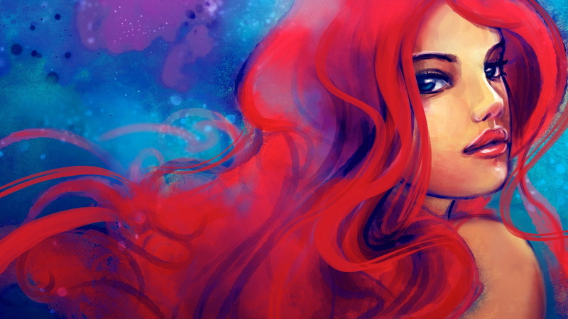 Disney, 1080P, Alicexz, women, redhead, Mermaids, The Little Mermaid, artwork