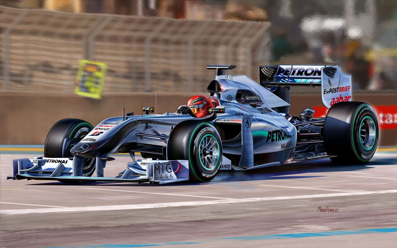 f, professional sport, racecar, sports track, transportation, gray, speed, motor racing track, Mercedes GP Petronas, track and field, 1080P, racing car