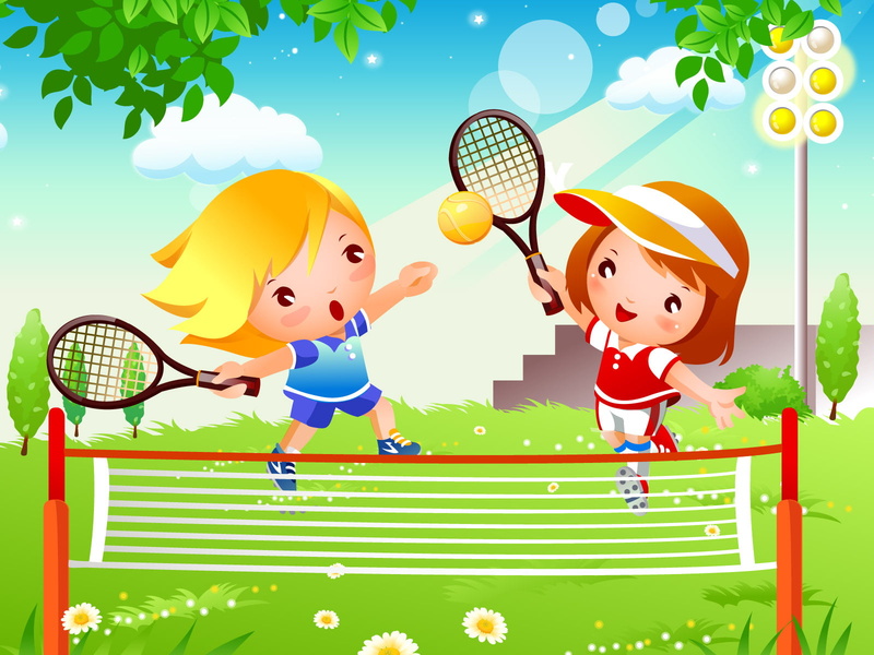 tennis, two people, women, cute, smiling, cartoon, couple - relationship, girl, playing, girls, childhood, boy, men, lifestyles, child, males, sky, 720P