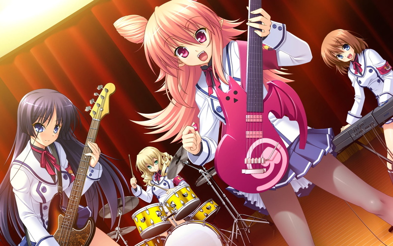 music, arts culture and entertainment, 1080P, chu x chu paradise, string instrument, sculpture, ruuchu astram, indoors, stage, event, anime, girls, music group