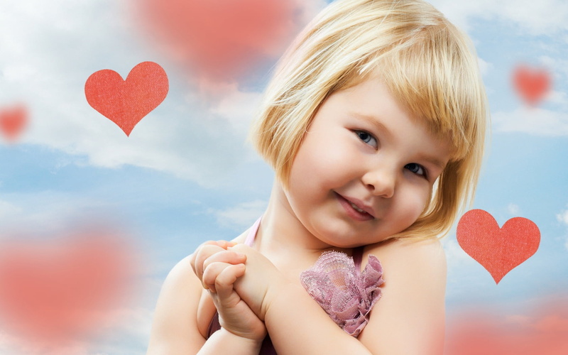 celebration, fun, small, heart, focus on foreground, day, caucasian Ethnicity, portrait, beauty, romance, emotion, happy, decoration, little girl, hairstyle