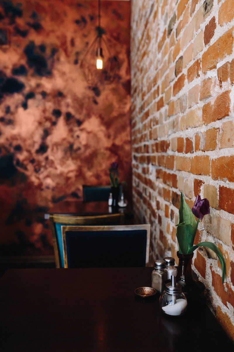 domestic bathroom, no People, container, food and drink, furniture, cafe, modern, Interior, domestic room, dark blue, plant, candle, wall - Building Feature