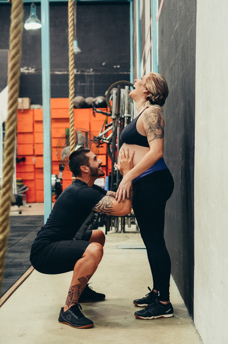 beautiful, exercising, sport, strength, males, parents, expecting, tattooed woman, weight Training, relaxation Exercise, wellbeing, healthy Lifestyle, man