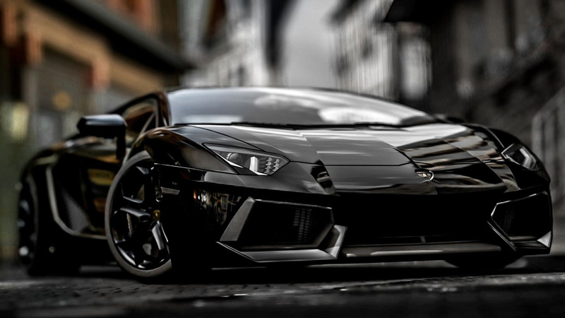 Supercar, Lamborghini, 2014, Black, aventador, View, 1080P, Front