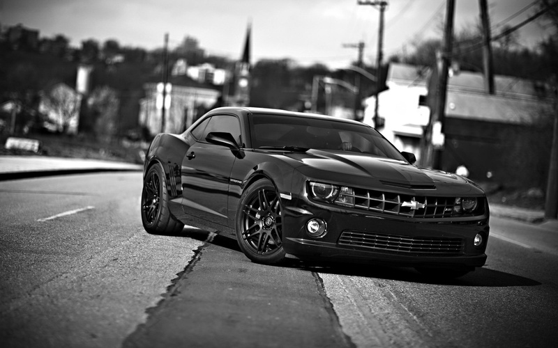 front view, 2K, black, chevrolet camaro, black white, camaro, white, chevrolet, view, cars, front