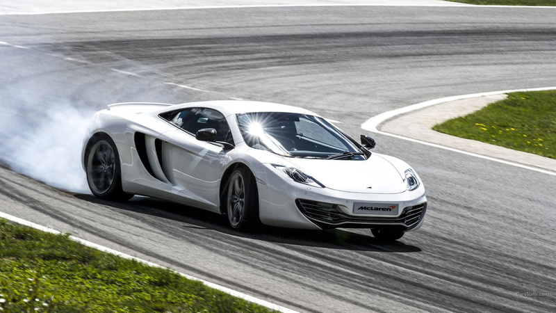 motor racing track, car, high angle view, no people, day, McLaren, street, speed, white cars, 1080P, road marking, McLaren MC4-12C, land vehicle, vehicle