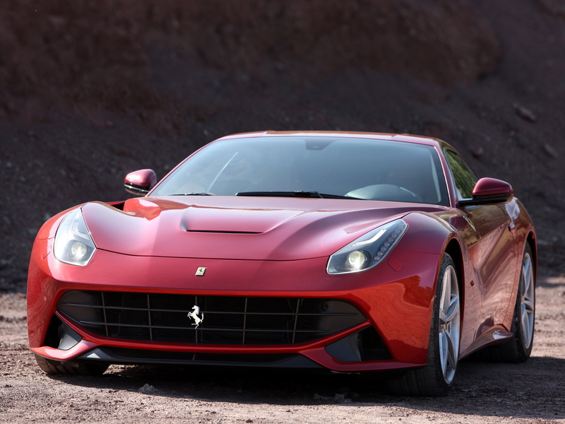 outdoors, front view, toy, berlinetta, day, the ferrari f12, supercar, land vehicle, convertible, road, mode of transportation, no people, blue, transportation