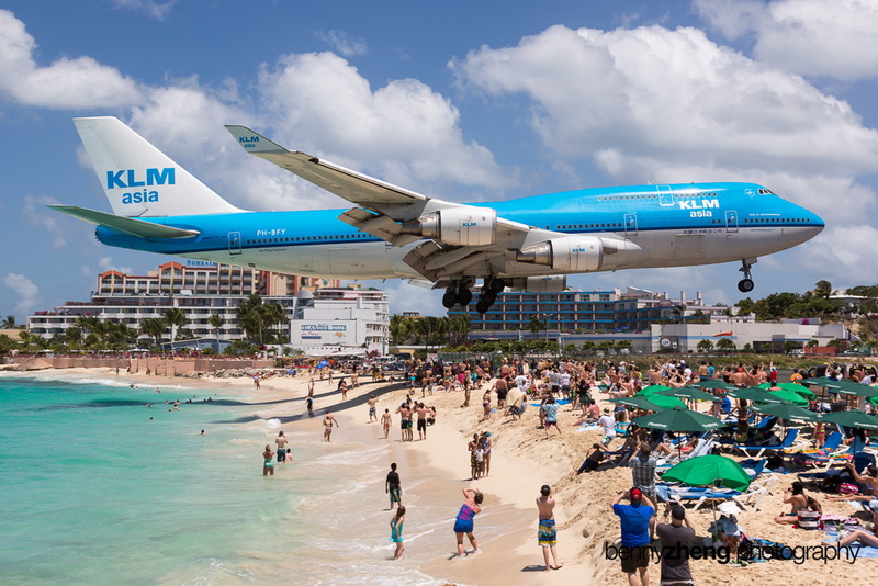 Maho Beach, Saint Martin, Airplane, Boeing 747, 720P, Aircrafts