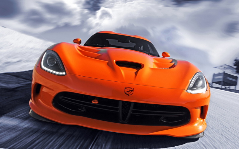 Viper, Orange, Dodge, Supercar, Front, 1080P, srt, View