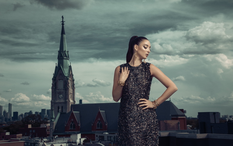 cloud - sky, standing, profotob1, roof, makeup, photography, beautiful woman, profoto, one person, architecture, building exterior, looking away, young adult