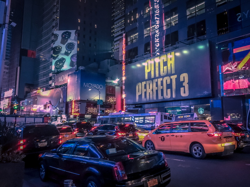 nightlife, mode of transportation, land vehicle, communication, photography, traffic, united states, sign, office building exterior, lights, new york, built structure