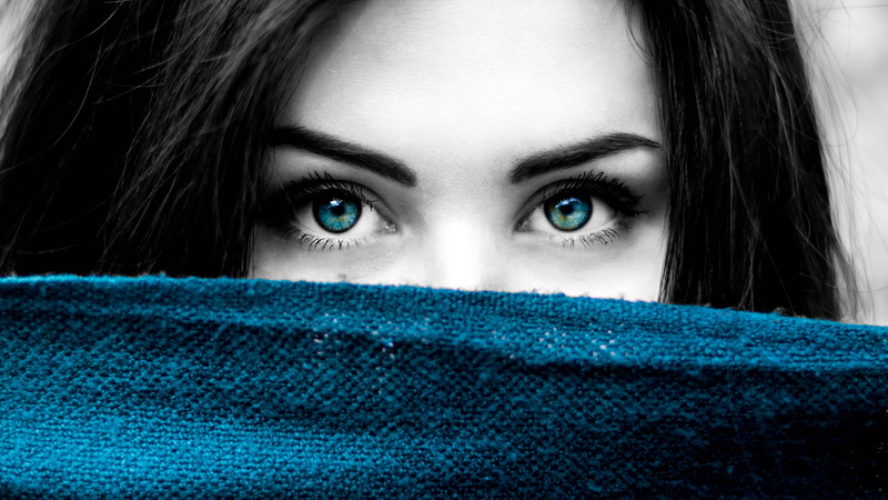 5k, photography, 5k uhd, blue eyes, woman, black and white, blue, monochrome, eye, 5K, girl, sexy