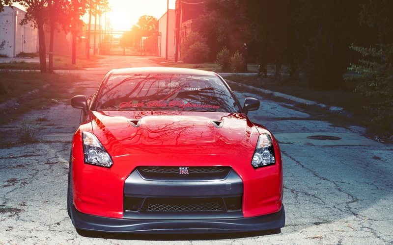 parking, city, Nissan GT-R, sunlight, no people, day, road, building exterior, Nissan GT-R R35, stationary, street, outdoors, motor vehicle, built structure