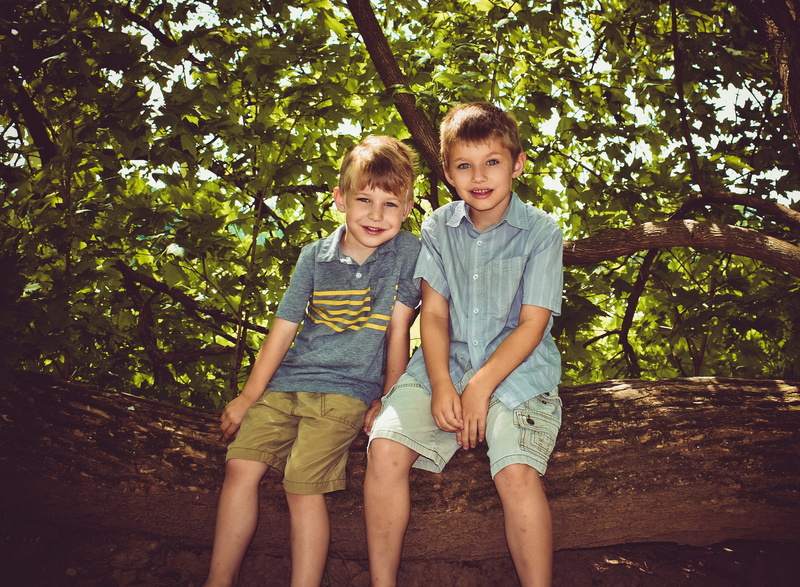 kids, children, front view, three quarter length, plant, emotion, two, siblings, branch, brother, standing, youth, boy, males, play, child, casual clothing