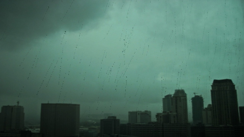 transparent, office building exterior, rise, urban skyline, buildings, 1080P, sky, raindrop, cityscape, high, city, wet, drop, skyscraper, water, dark