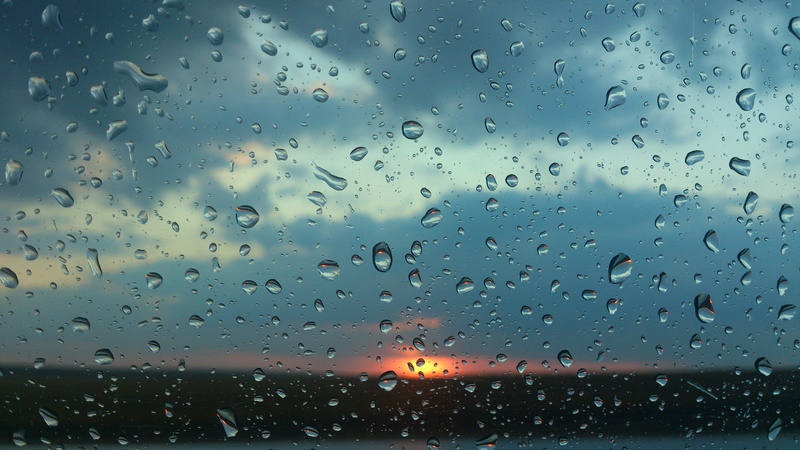 indoors, transportation, transparent, water, raindrop, glass - material, window, rain, sunset, mode of transportation, sky, dewdrops, rainy season, close-up