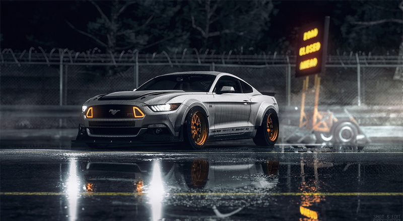 Cars, 1080P, gen, rainy season, illuminated, city, transportation, Night, Mustang, wet, th, mode of transportation, Road, reflection, motor vehicle, Rain