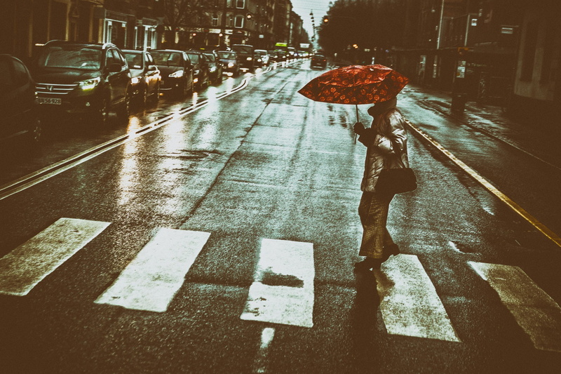 road marking, rain, transportation, road, urban, motor vehicle, city, real people, car, walking, wet, architecture, rainy season, umbrella, protection