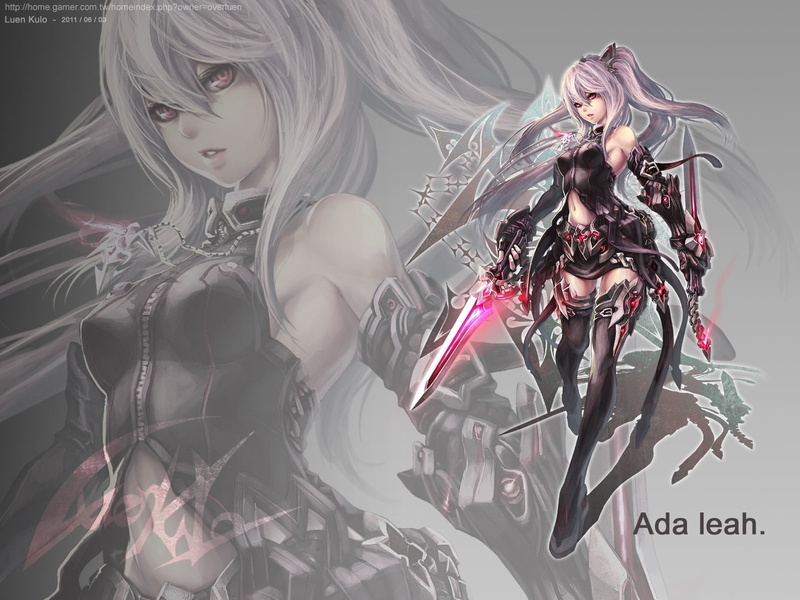 eyes, gray, 720P, women, weapons, hair, long, red, skirts, warriors, white, armor, thigh, highs, navel, hd, anime, text, art, hot