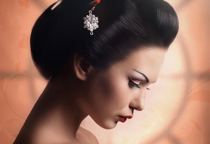 makeup, geisha, profile, girl, hairstyle, 5K